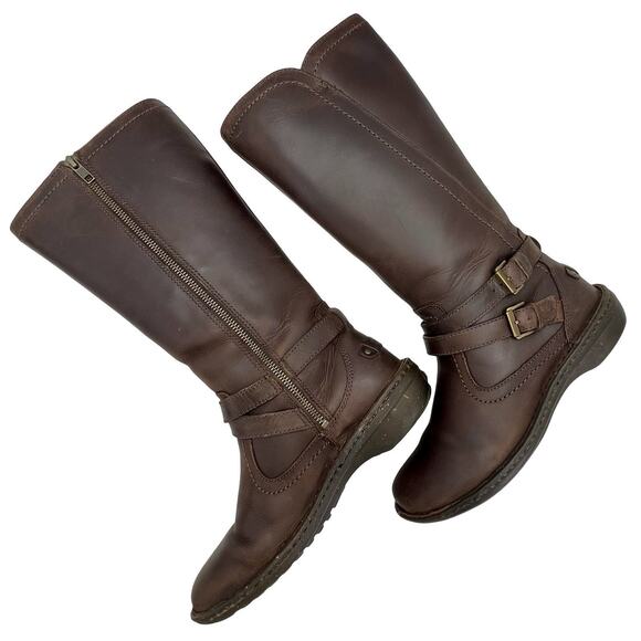 UGG Rosen Tall Boots Brown Leather Shearling Zip Buckle Women’s 7 Casual Winter - Picture 5 of 16